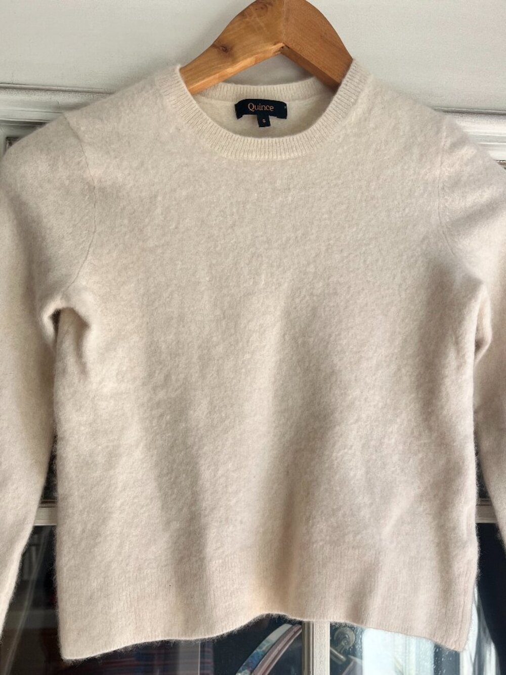 Quince Women Cashmere Crewneck Sweater Ivory Sz Small Cozy Stretch